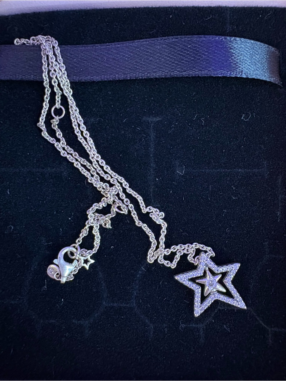 pandora pavé asymmetric star collier necklace (discontinued)